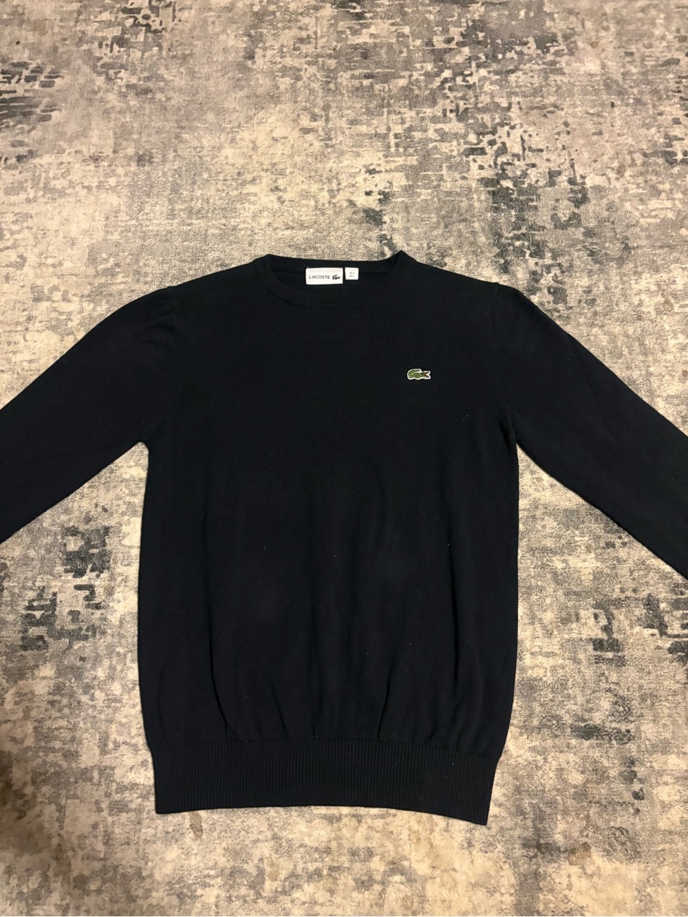 Lacoste Black Crewneck Sweater with Green Crocodile Logo